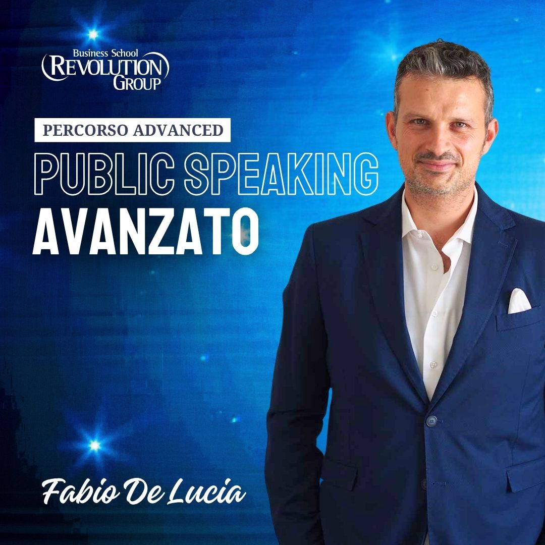 Fabio De Lucia durante il Percorso Advanced Public Speaking Avanzato organizzato da Revolution Business School